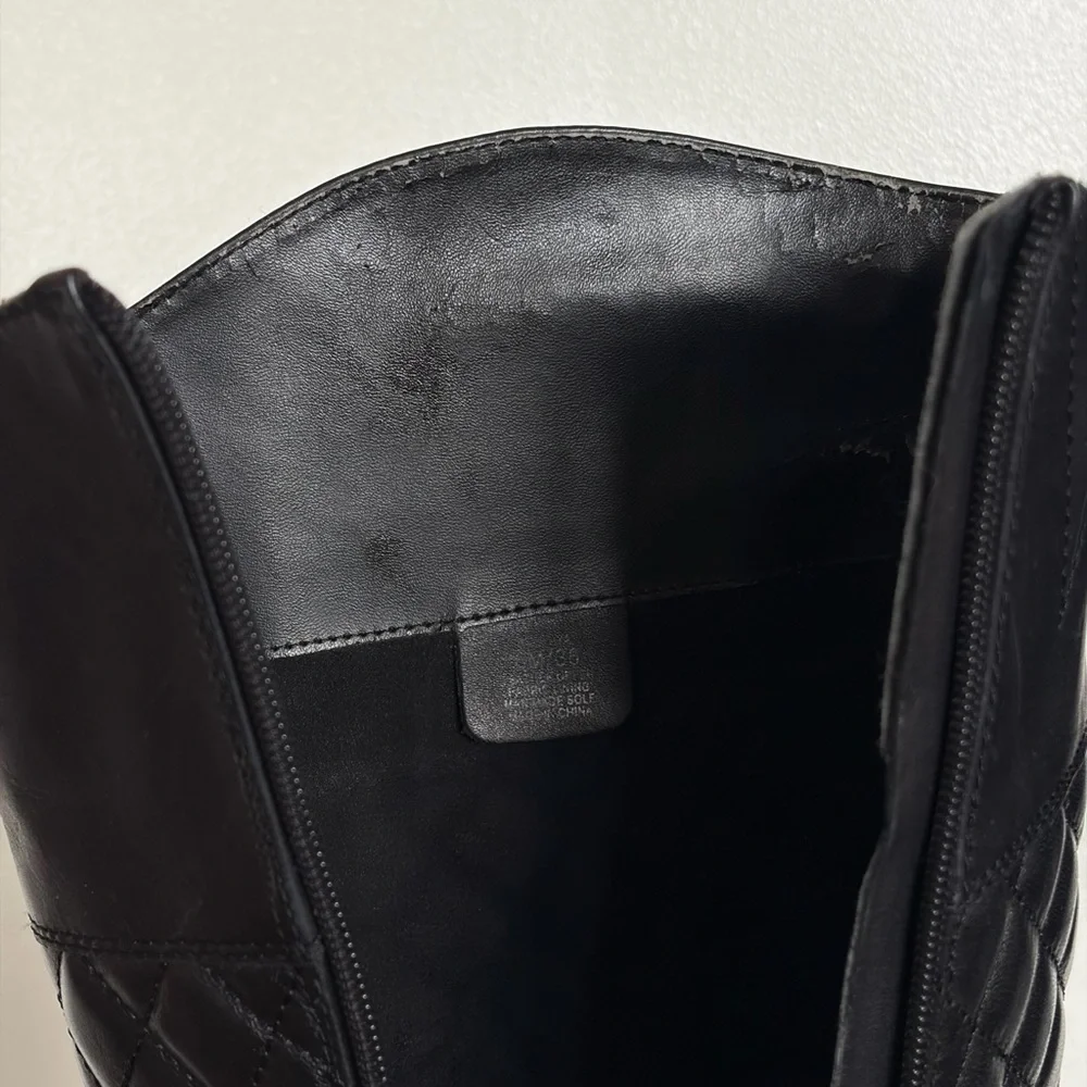 Vince Camuto Black Quilted Leather Riding Boots - Size 6M